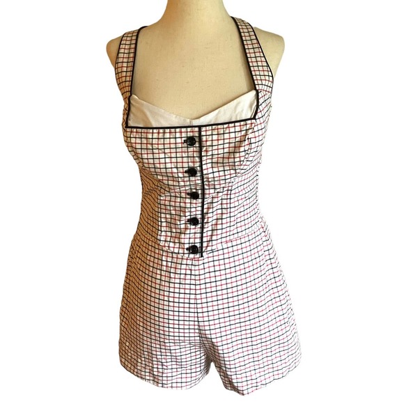 Vintage Other - Vintage 1950s Catalina Plaid Swimsuit Romper Small